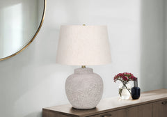 Lighting, 22"h, Table Lamp, Cream Concrete, Ivory / Cream Shade, Modern