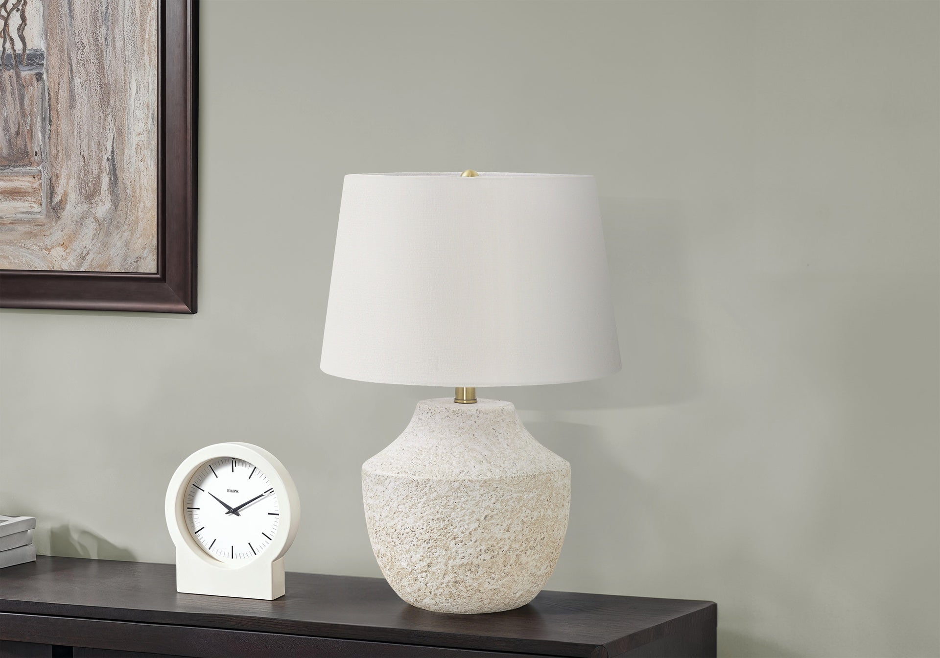 Lighting, 20"h, Table Lamp, Cream Concrete, Ivory / Cream Shade, Modern