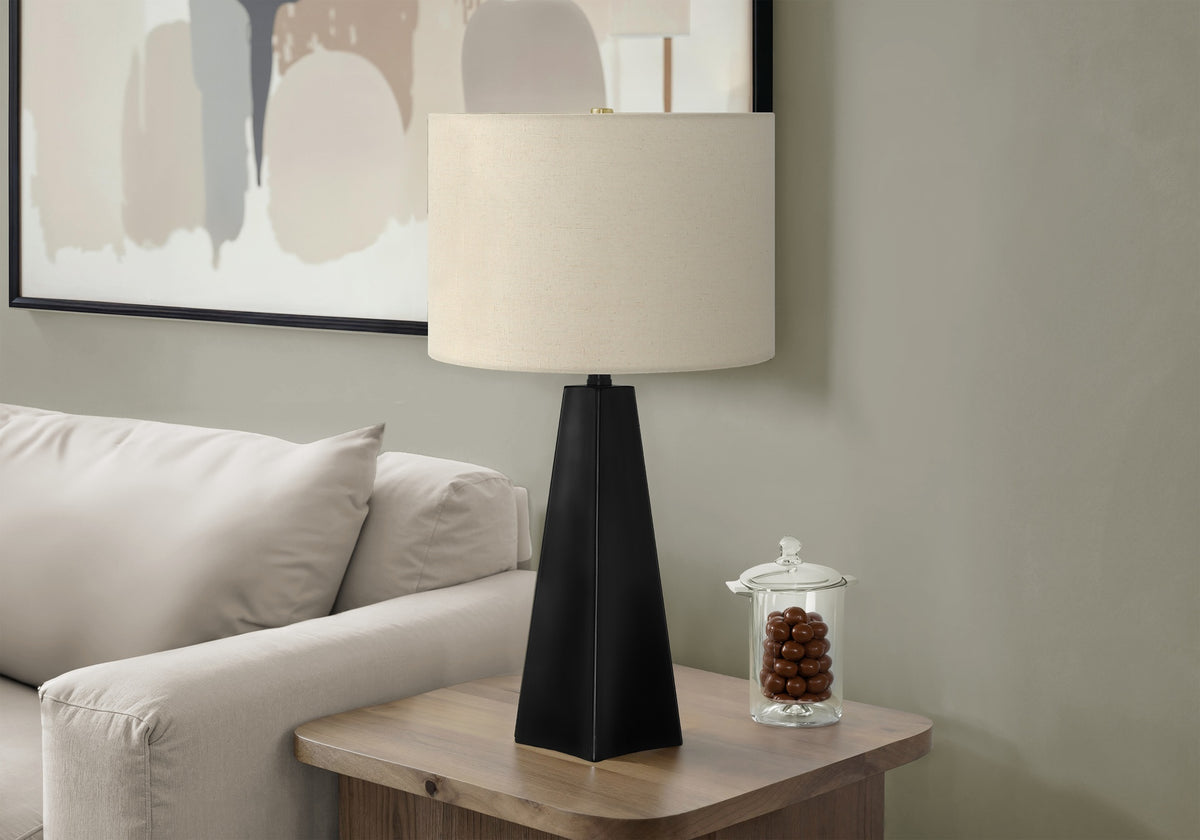 Lighting, 27"h, Table Lamp, Black Resin, Beige Shade, Modern