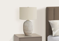 Lighting, 24"h, Table Lamp, Cream Resin, Ivory / Cream Shade, Transitional