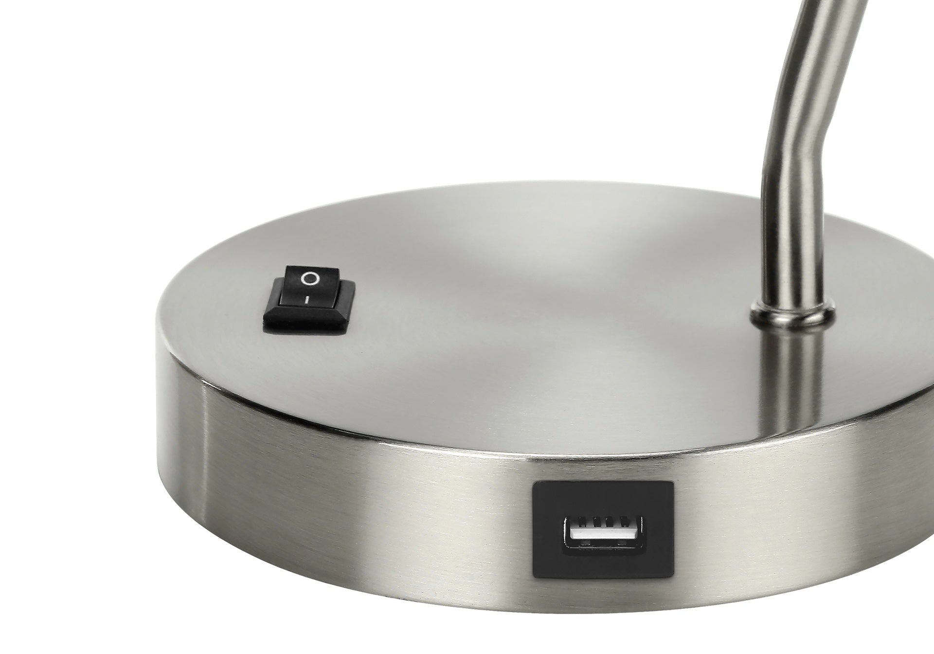 Lighting, 17"h, Table Lamp, Usb Port Included, Nickel Metal, Nickel Shade, Modern