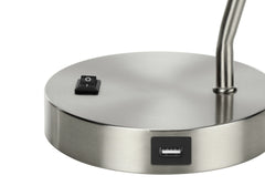 Lighting, 17"h, Table Lamp, Usb Port Included, Nickel Metal, Nickel Shade, Modern