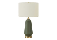 Lighting, 26"h, Table Lamp, Green Ceramic, Ivory / Cream Shade, Contemporary