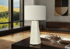 Lighting, 29"h, Table Lamp, White Ceramic, Ivory / Cream Shade, Contemporary