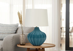 Lighting, 24"h, Table Lamp, Blue Ceramic, Ivory / Cream Shade, Transitional