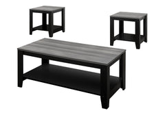 Table Set, 3pcs Set, Coffee, End, Side, Accent, Living Room, Black And Grey Laminate, Transitional