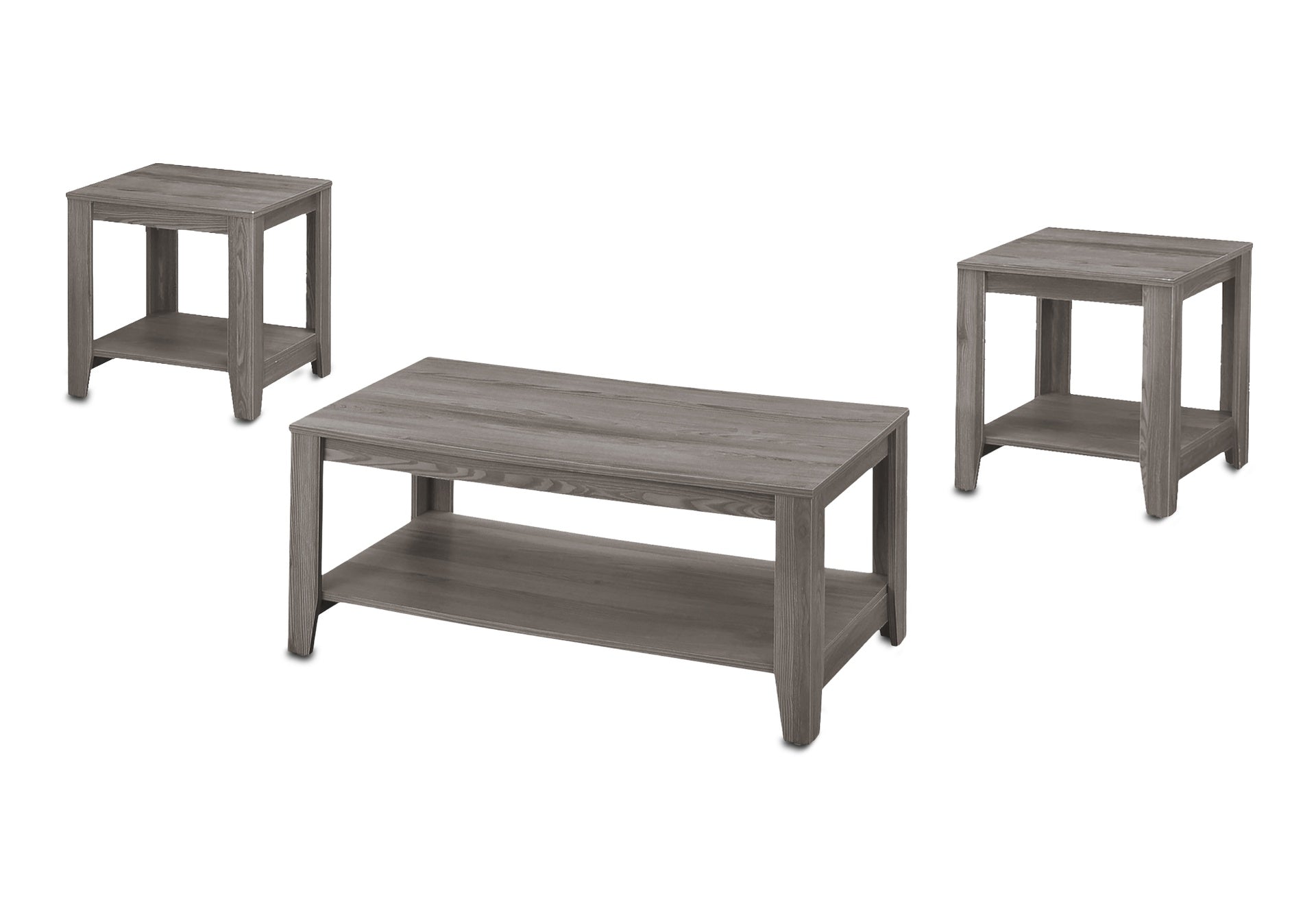 Table Set, 3pcs Set, Coffee, End, Side, Accent, Living Room, Grey Laminate, Transitional