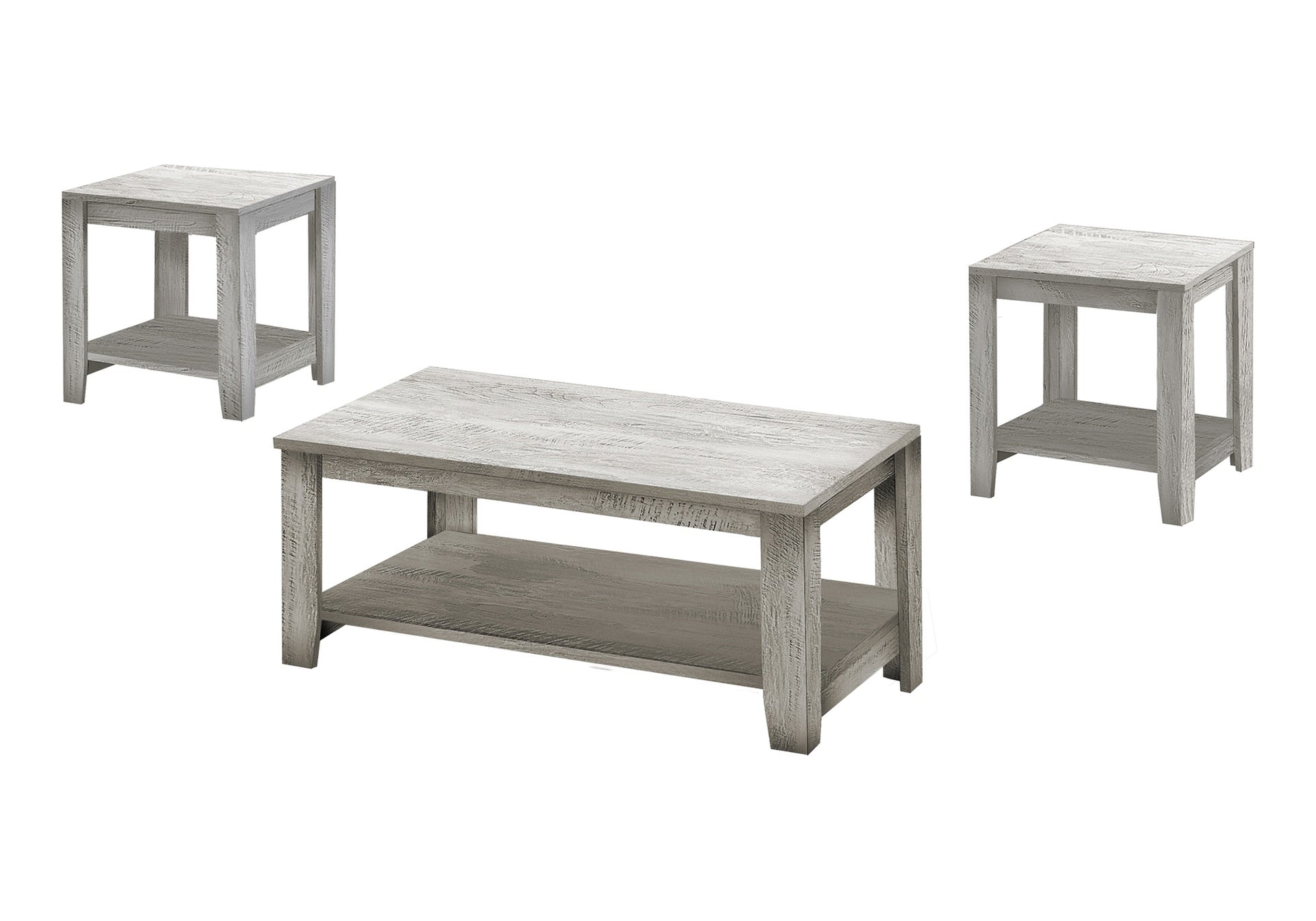 Table Set, 3pcs Set, Coffee, End, Side, Accent, Living Room, Grey Laminate, Transitional