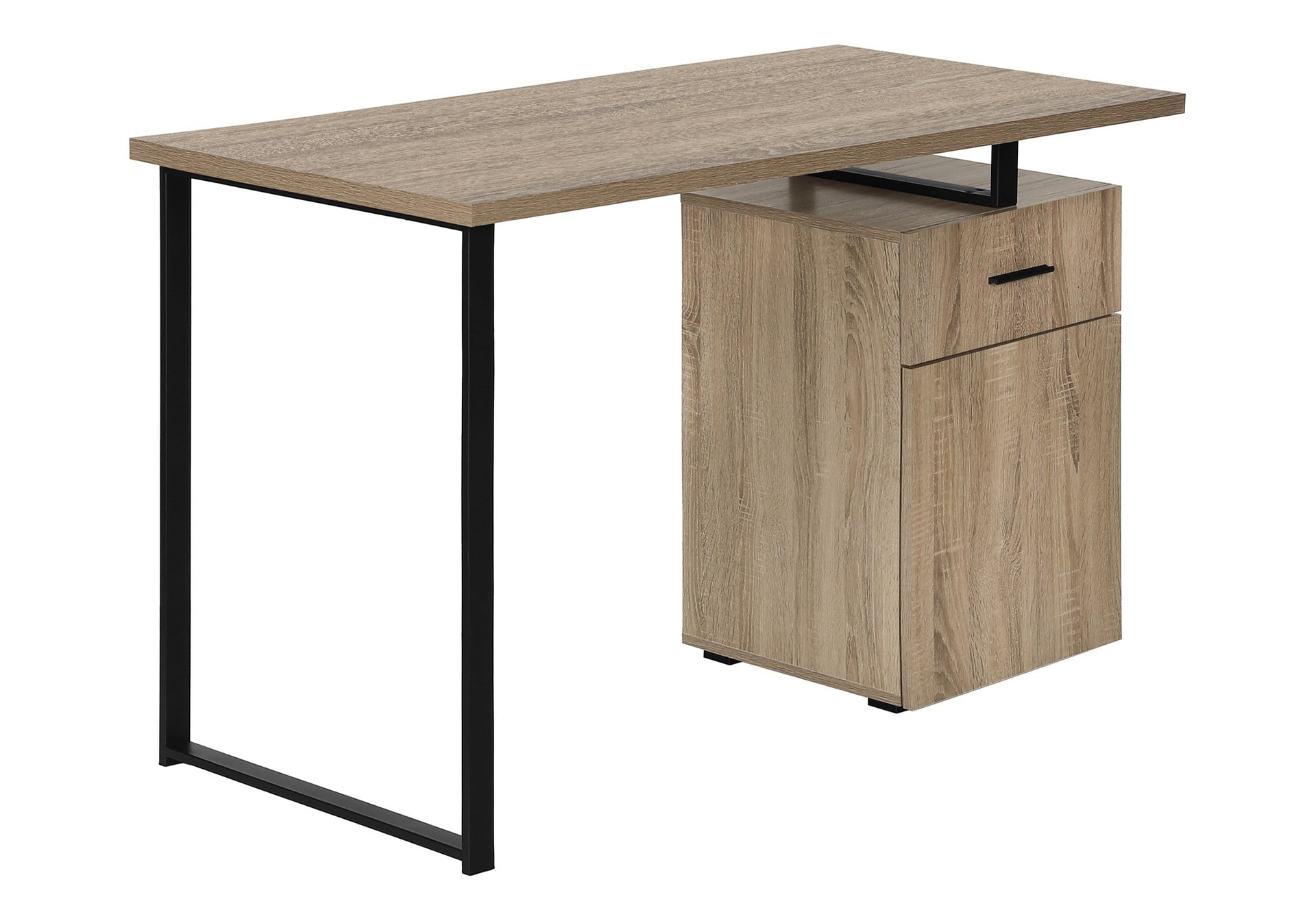 Computer Desk, Home Office, Laptop, Left, Right Set-up, Storage Drawers, 48"l, Work, Brown Laminate, Black Metal, Contemporary, Modern