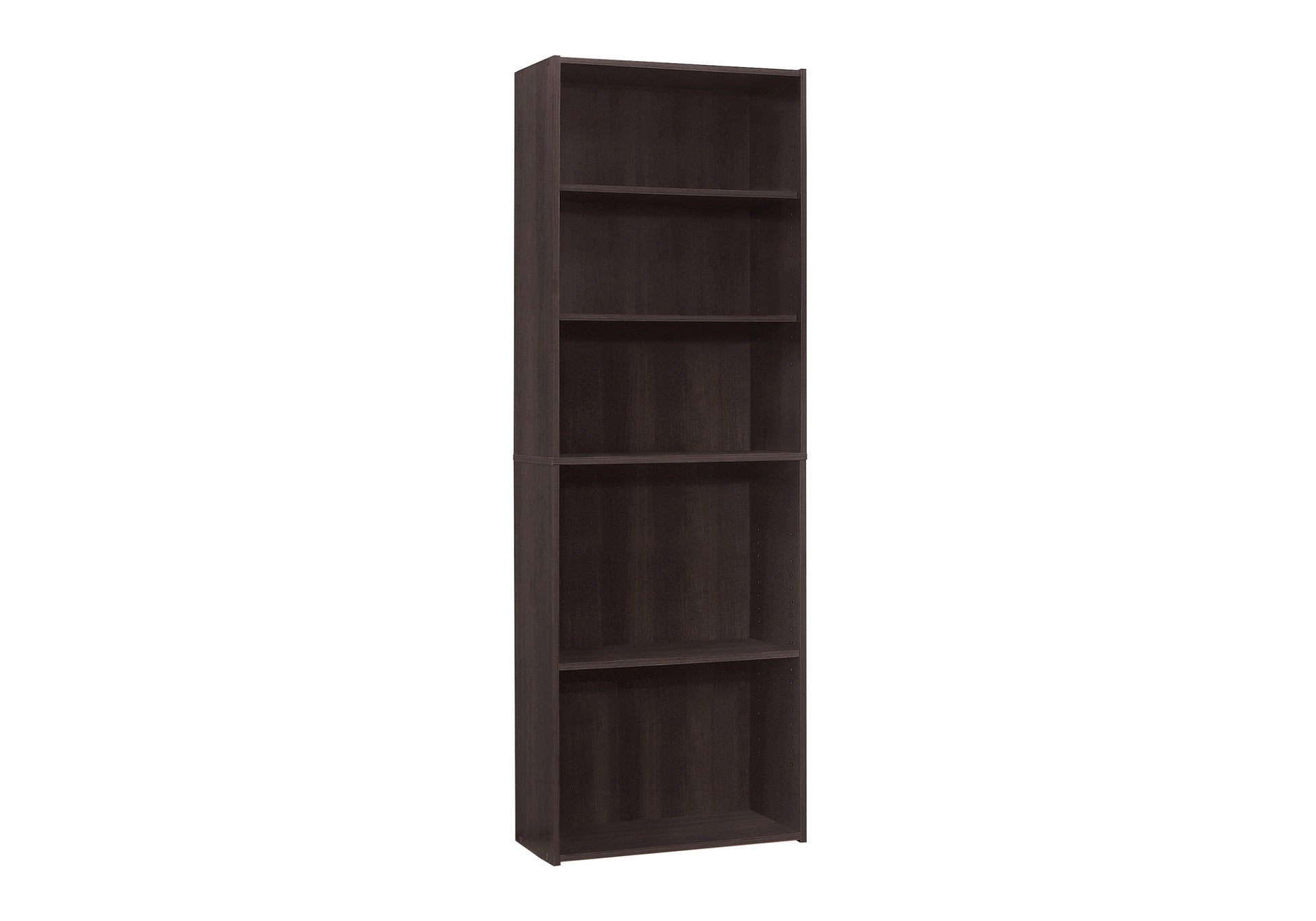 Bookshelf, Bookcase, 6 Tier, 72"h, Office, Bedroom, Brown Laminate, Transitional