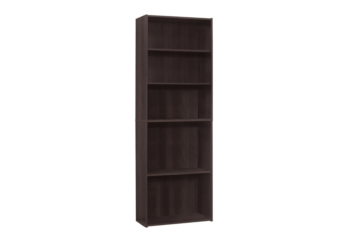Bookshelf, Bookcase, 6 Tier, 72"h, Office, Bedroom, Brown Laminate, Transitional