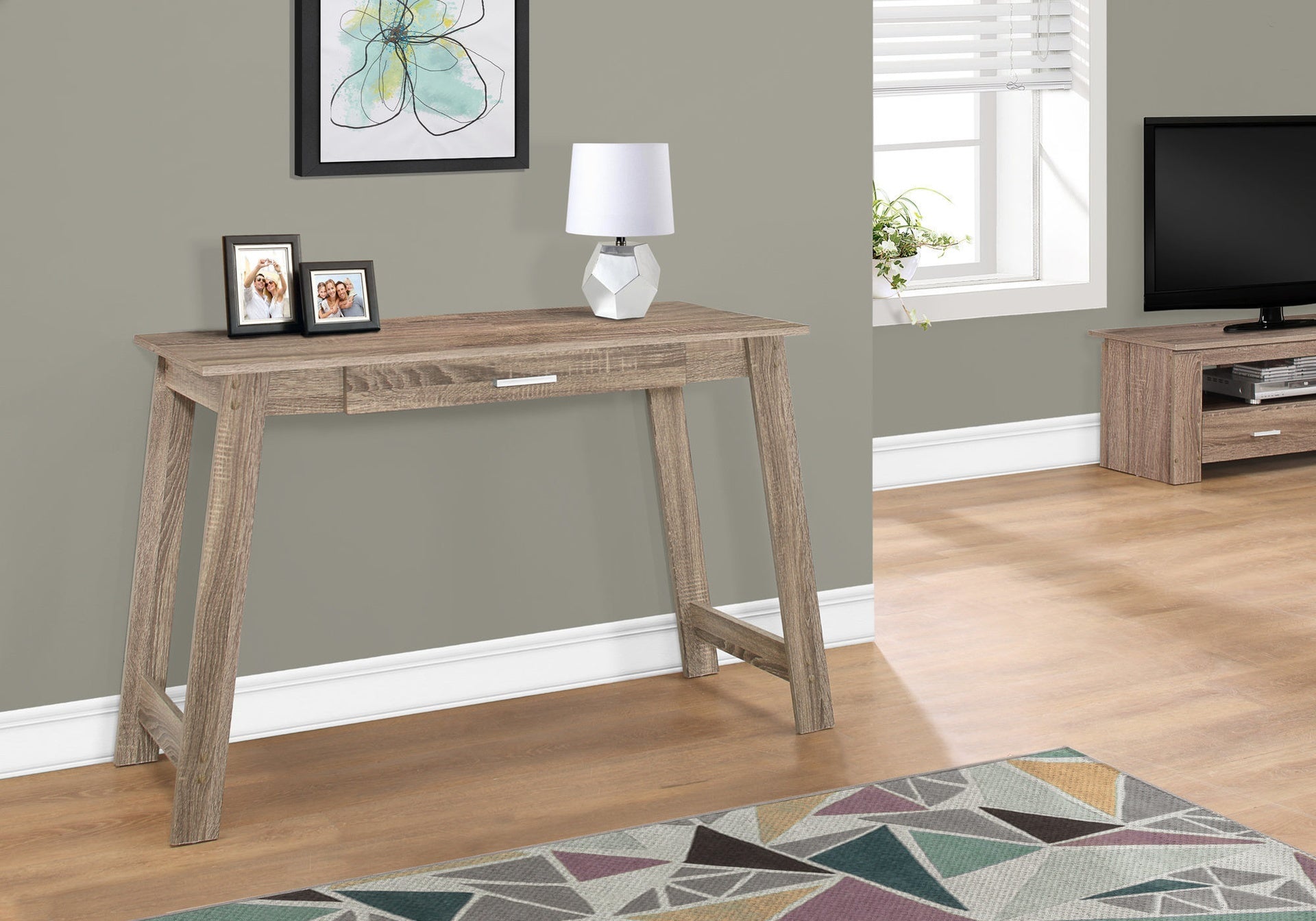 Computer Desk, Home Office, Laptop, Storage Drawers, Work, Brown Laminate, Contemporary, Modern