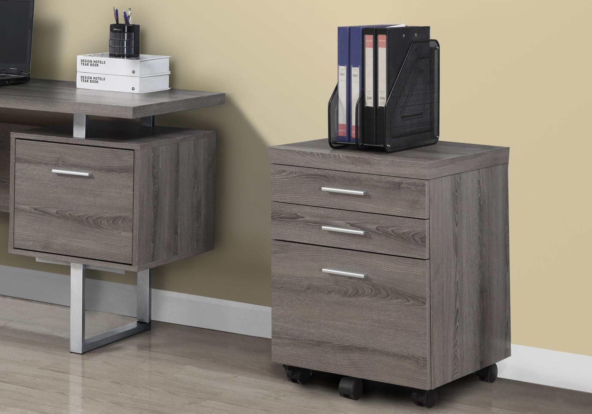 File Cabinet, Rolling Mobile, Storage Drawers, Printer Stand, Office, Work, Brown Laminate, Contemporary, Modern