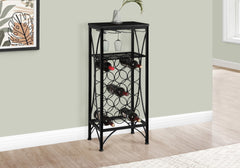 Home Bar, Wine Rack, Black Metal, Transitional