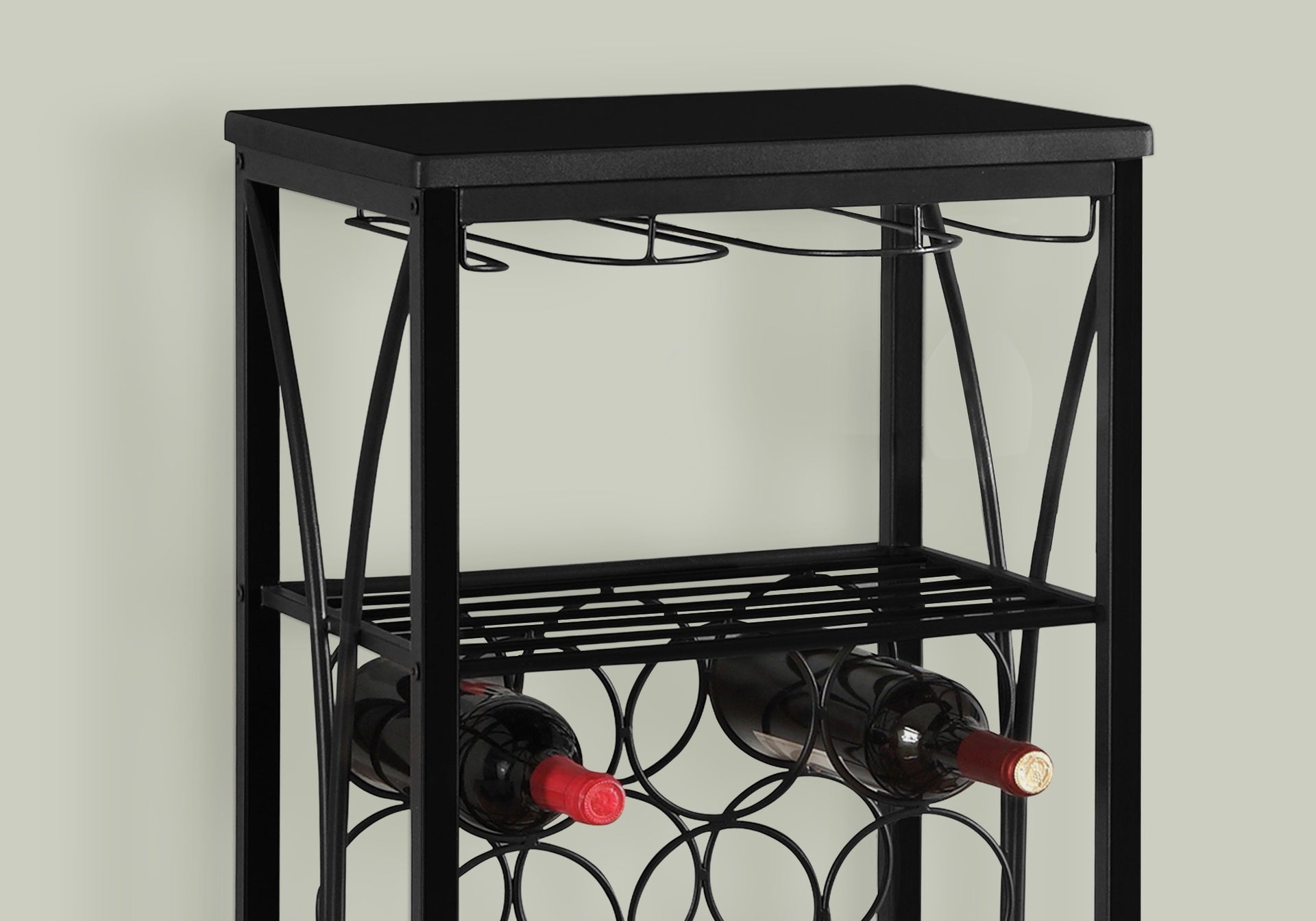Home Bar, Wine Rack, Black Metal, Transitional