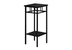 Accent Table, Side, End, Plant Stand, Square, Living Room, Bedroom, Black Laminate, Black Metal, Contemporary, Modern