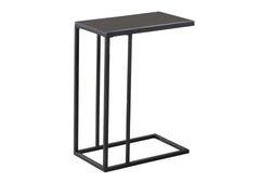 Accent Table, C-shaped, End, Side, Snack, Living Room, Bedroom, Black Tempered Glass, Black Metal, Contemporary, Modern