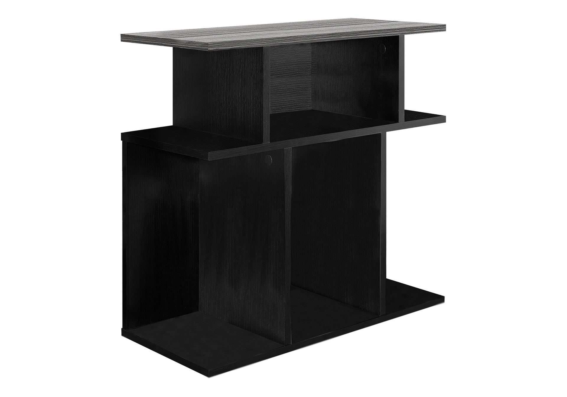 Accent Table, Side, End, Nightstand, Lamp, Living Room, Bedroom, Black And Grey Laminate, Contemporary, Modern