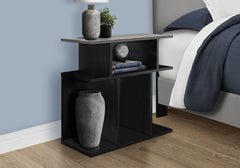 Accent Table, Side, End, Nightstand, Lamp, Living Room, Bedroom, Black And Grey Laminate, Contemporary, Modern