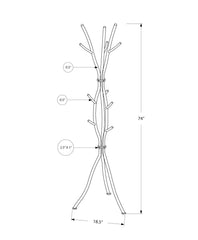 Coat Rack, Hall Tree, Free Standing, 11 Hooks, Entryway, 74"h, Bedroom, White Metal, Contemporary, Modern
