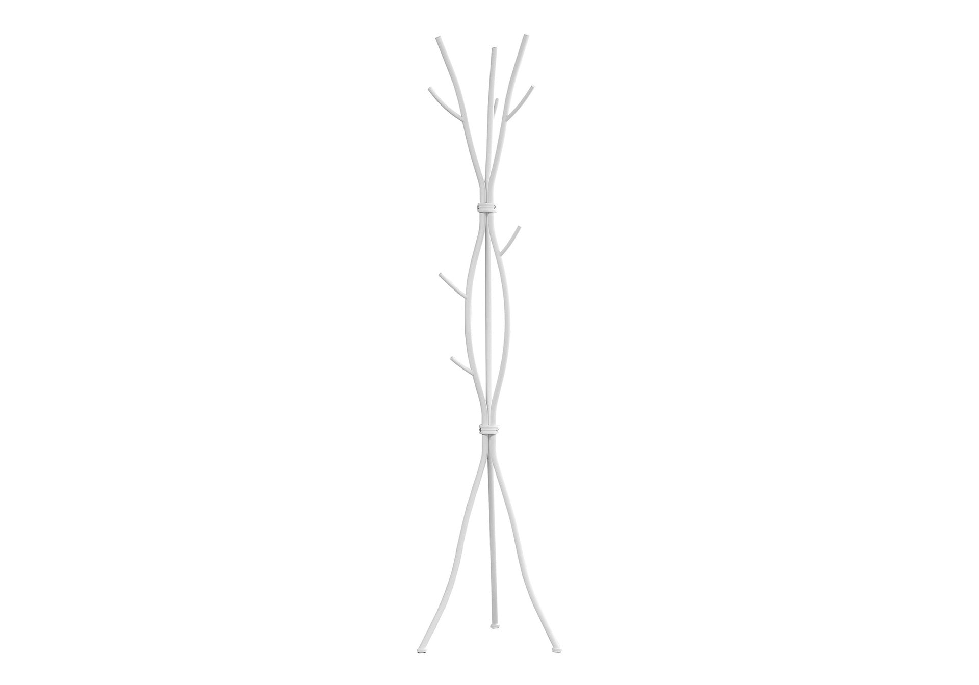 Coat Rack, Hall Tree, Free Standing, 11 Hooks, Entryway, 74"h, Bedroom, White Metal, Contemporary, Modern