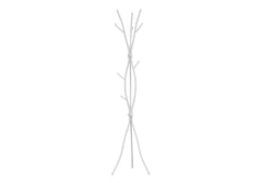 Coat Rack, Hall Tree, Free Standing, 11 Hooks, Entryway, 74"h, Bedroom, White Metal, Contemporary, Modern