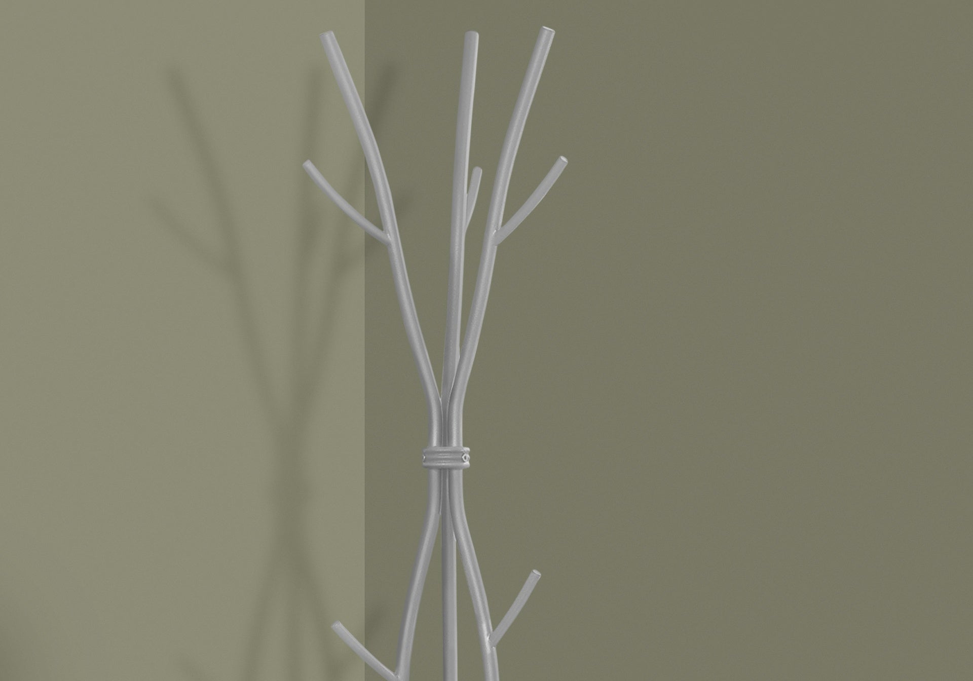 Coat Rack, Hall Tree, Free Standing, 11 Hooks, Entryway, 74"h, Bedroom, Grey Metal, Contemporary, Modern