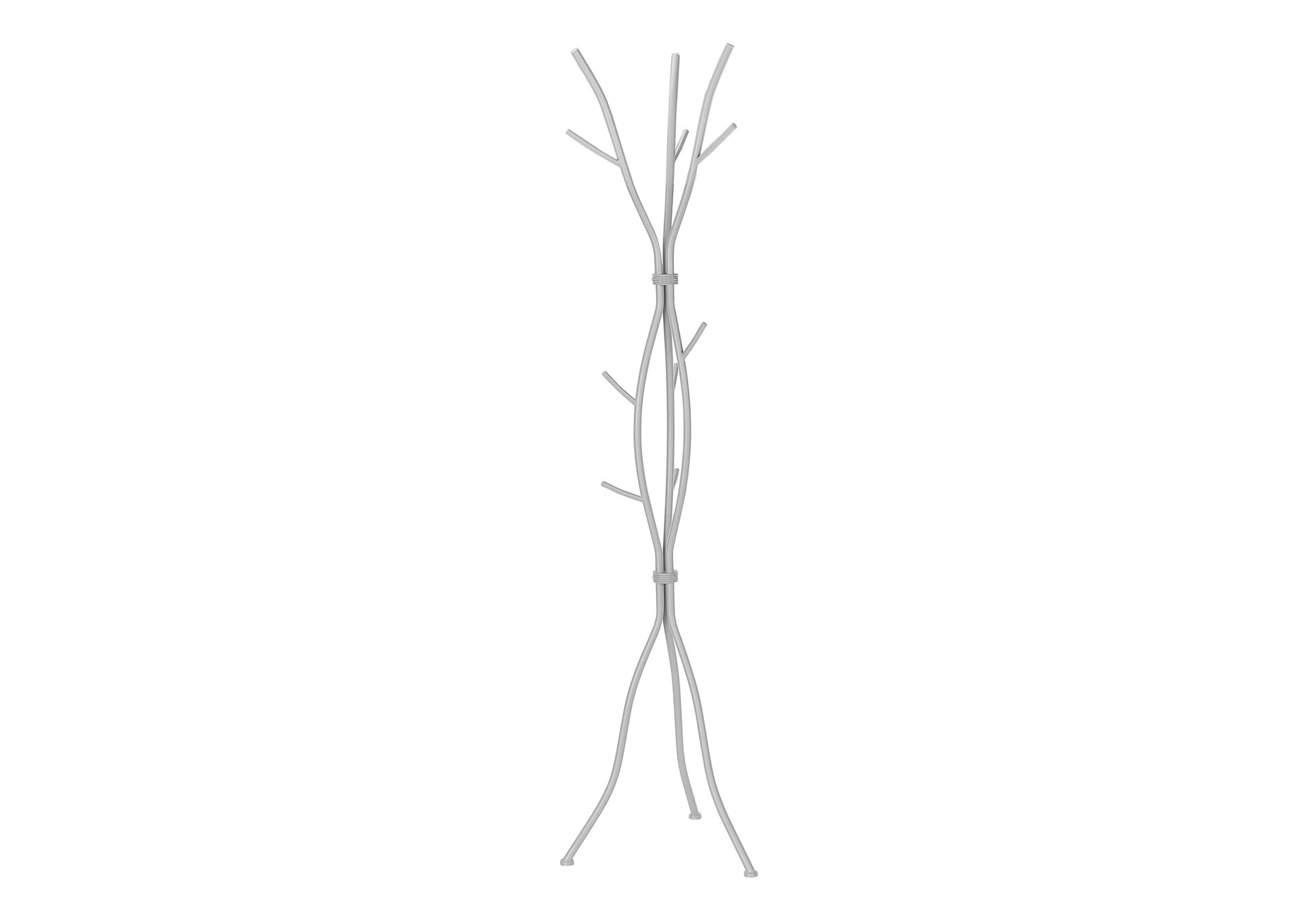 Coat Rack, Hall Tree, Free Standing, 11 Hooks, Entryway, 74"h, Bedroom, Grey Metal, Contemporary, Modern
