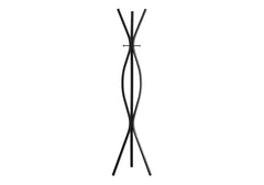 Coat Rack, Hall Tree, Free Standing, 3 Hooks, Entryway, 72"h, Bedroom, Black Metal, Contemporary, Modern
