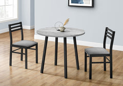 Dining Table Set, 3pcs Set, Small, 35" Drop Leaf, Kitchen, Black Metal, Grey Laminate, Contemporary, Modern