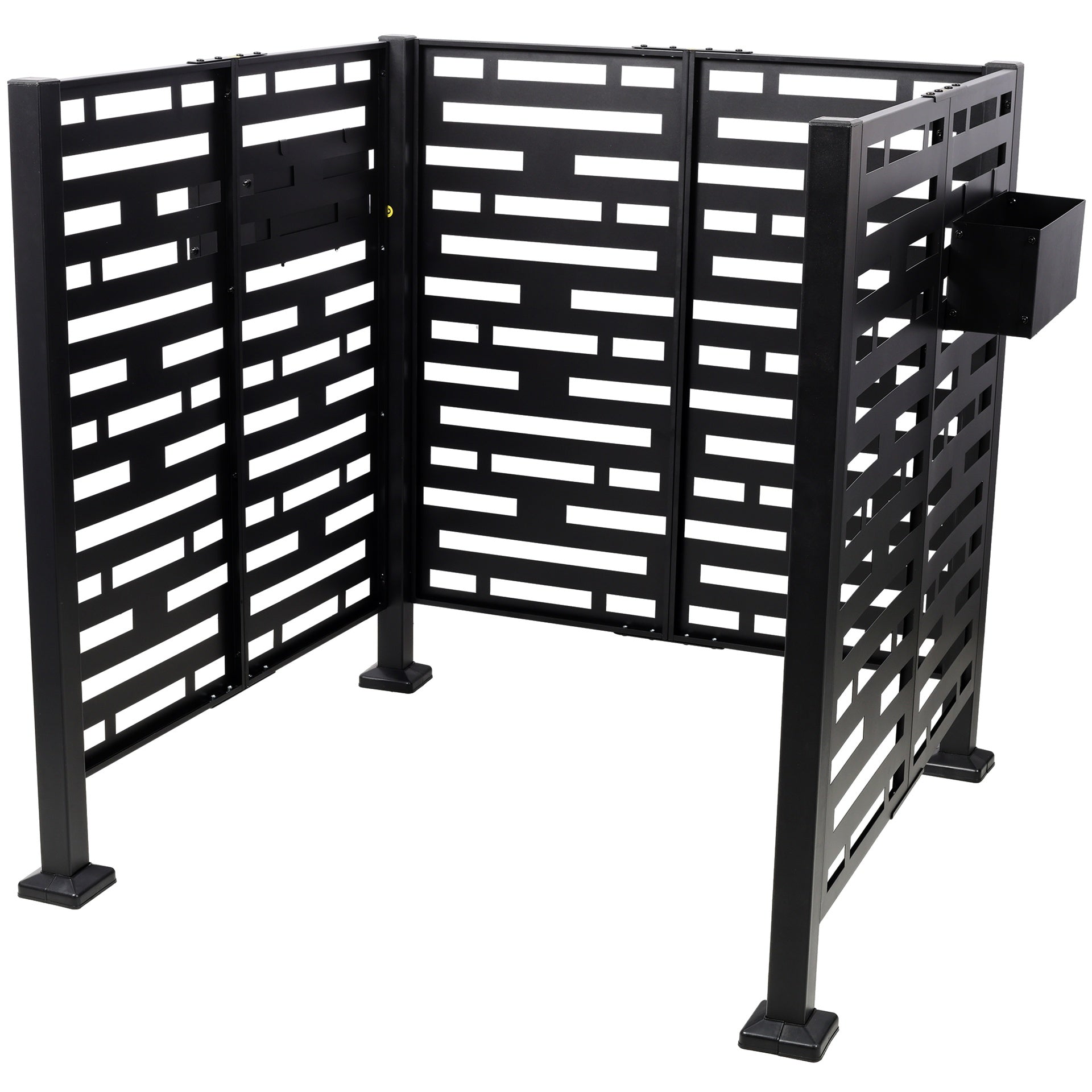 3.5*3.5FT Air Conditioner Fence for Outdoor Units Metal Privacy Fence,Metal Privacy Screen with Planter Boxes,Outdoor Freestanding Trash Can Fence