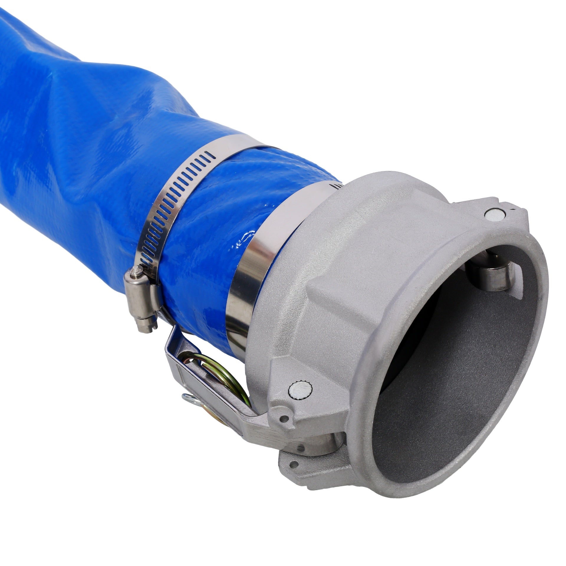 4"x100FT  Pool Backwash Hose, Heavy Duty Reinforced Blue PVC Lay Flat Water Discharge Pump Hoses For Swimming Drain Pools and Clean Filters, with Aluminum Camlock C and E Fittings