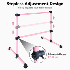4FT Pink Ballet Barre With Adjustable Range Of 6.7-46 Inches For Dance Practice