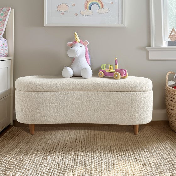 Boucle Flip Top Storage Bench Cream See below