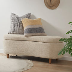 Boucle Flip Top Storage Bench Taupe See below