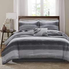 9-Piece Full 9 Piece Comforter Set with Cotton Bed Sheets,Black