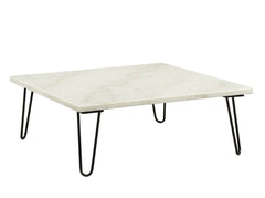 Modern Elegance White Marble Coffee Table 1pc Luxury Furniture Living Room Center-Table Black Finish Legs