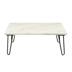 Modern Elegance White Marble Coffee Table 1pc Luxury Furniture Living Room Center-Table Black Finish Legs