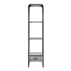 Modern Curve Design Black Finish TV Stand Side Pier with Drawer and Shelf Concrete Gray Luxury Living Room Furniture 1pc