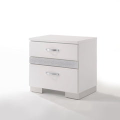 Glossy White Finish Nightstand with 3x Drawers Modern Bedroom Furniture 1pc