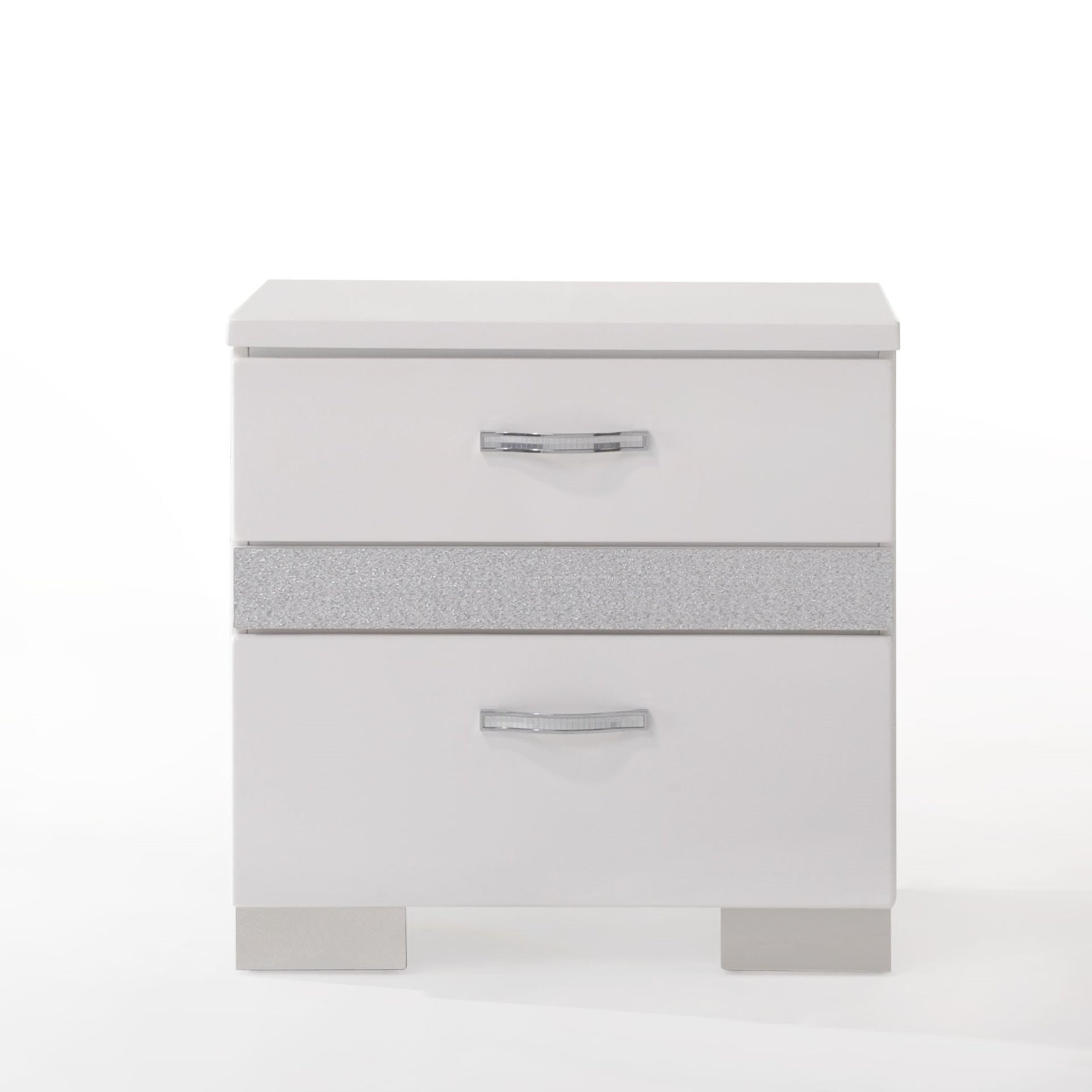 Glossy White Finish Nightstand with 3x Drawers Modern Bedroom Furniture 1pc