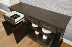 Contemporary Espresso 1pc Server Solidwood Functional Storage Drawers Server Dining Room Furniture