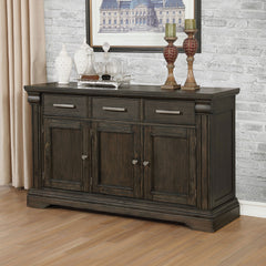 Contemporary Espresso 1pc Server Solidwood Functional Storage Drawers Server Dining Room Furniture