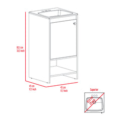 Jane Bathroom Vanity, Single Door Cabinet, Two Shelves -Light Gray