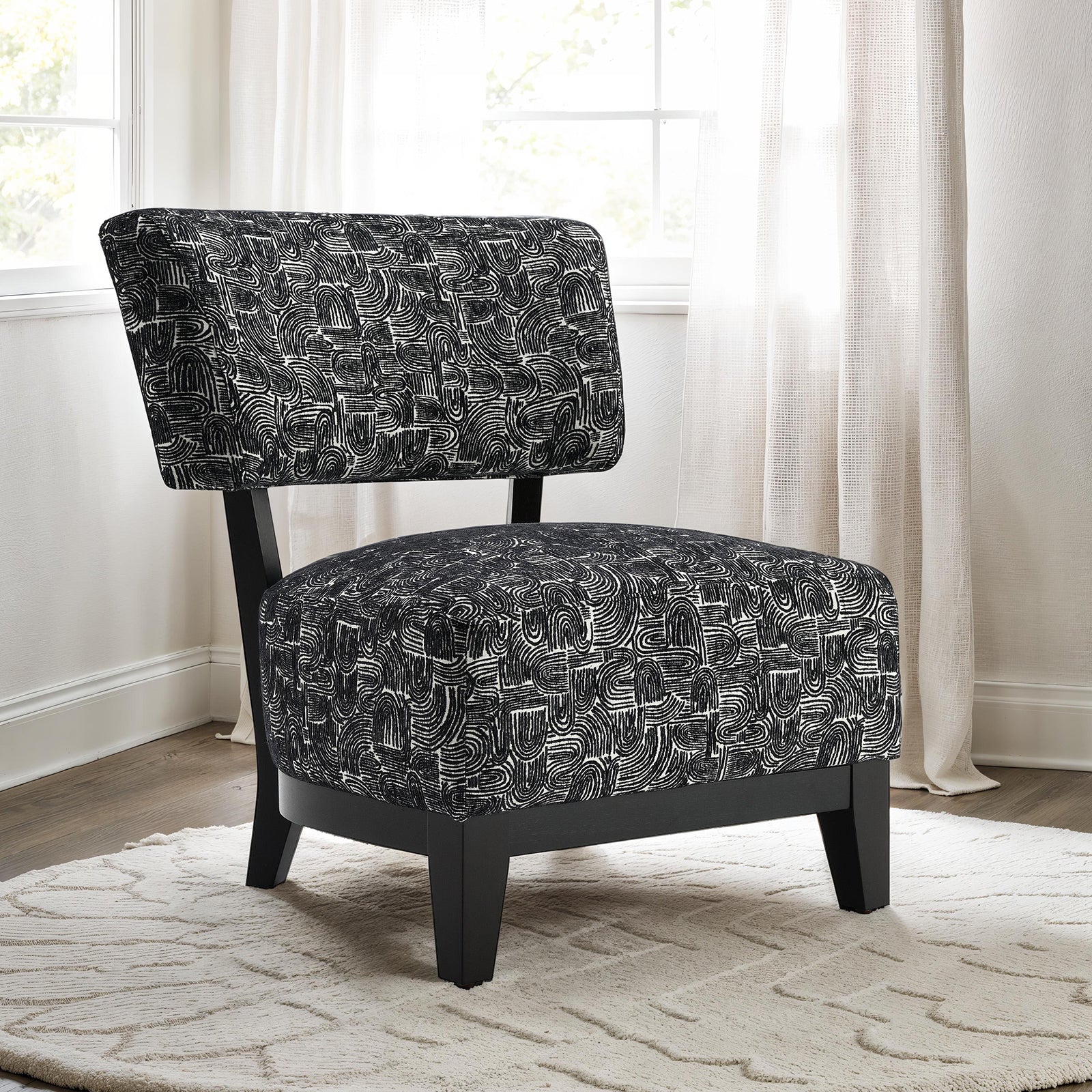 Black Finish 1pc Accent Chair Armless Design And Angled design Tapered Legs Primary Living Room