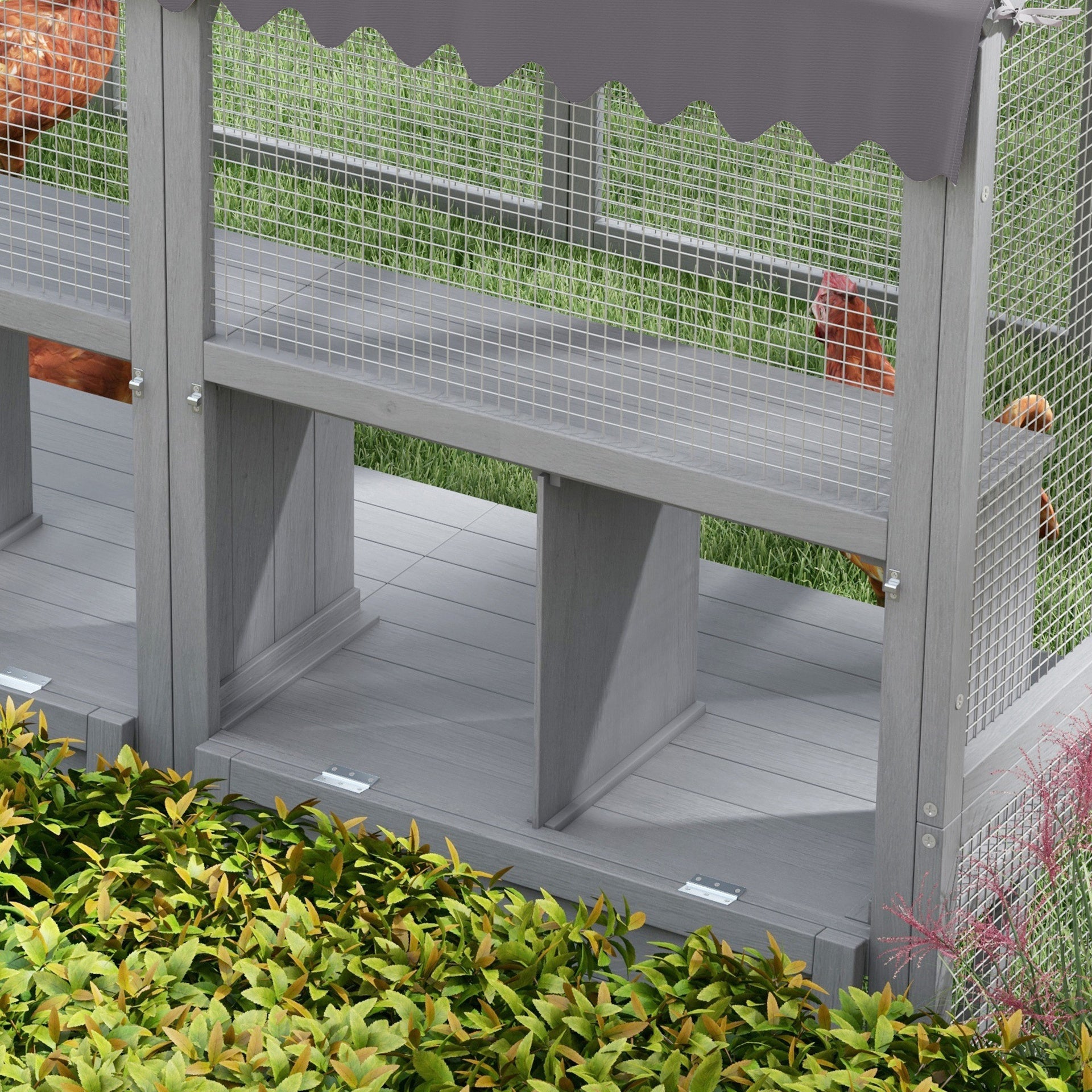 Gray  Large Chicken Coop for 8-12 Chickens with Water-Resistant and Anti-UV Cove ,Nesting Box