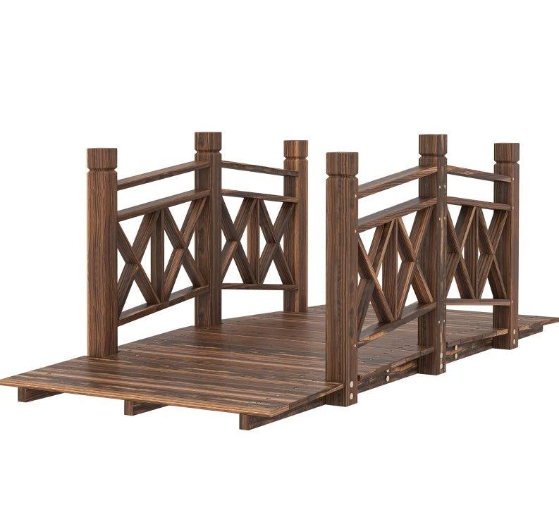 Garden Bridge,Wooden Garden Bridge Footbridge for Backyard Ponds, Creeks, Streams