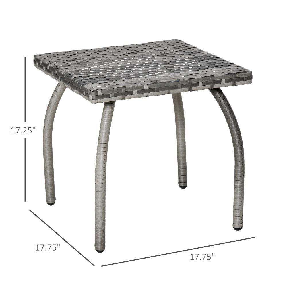 Small Square Rattan End Table,Outdoor Wicker Side Table,All-Weather Material Coffee Table for Garden, Balcony, Backyard
