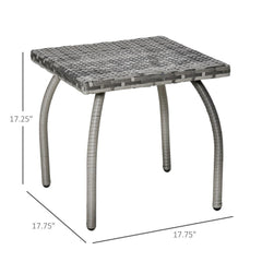 Small Square Rattan End Table,Outdoor Wicker Side Table,All-Weather Material Coffee Table for Garden, Balcony, Backyard