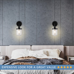 1-Light with Clear Glass Shade, Modern Sconce, Industrial Indoor  Light Fixture for Bathroom Living Room Bedroom Over Kitchen Sink, E26 Socket,  [No Bulb]